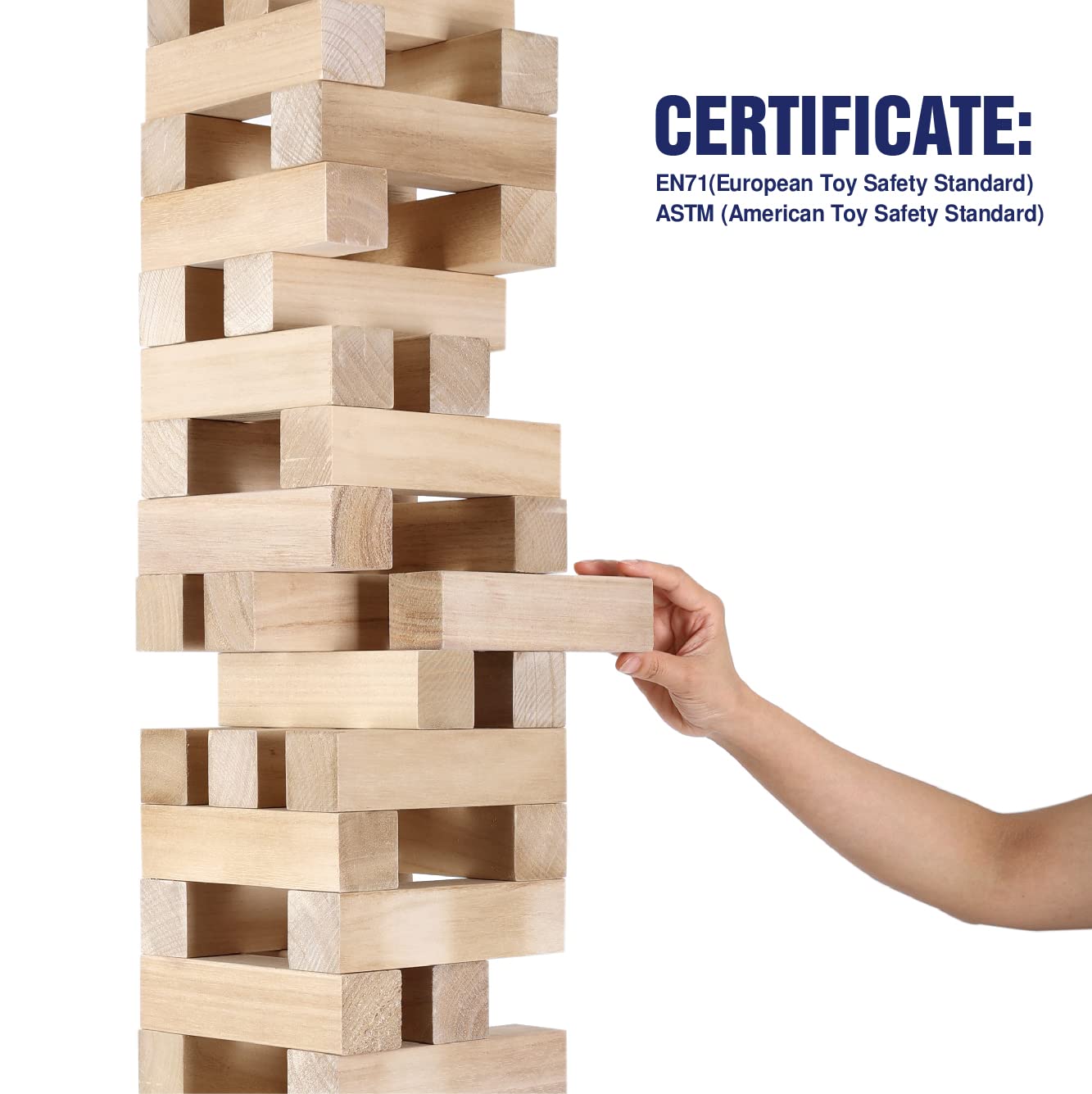 GOTHINK Giant Tumbling Tower Game, Super Large 51pcs Wooden Blocks Stacking Game, Stack to Over 6 Feet, Carry Bag, Jumbo Outdoor Indoor Game Toy Gift for Kids and Adults