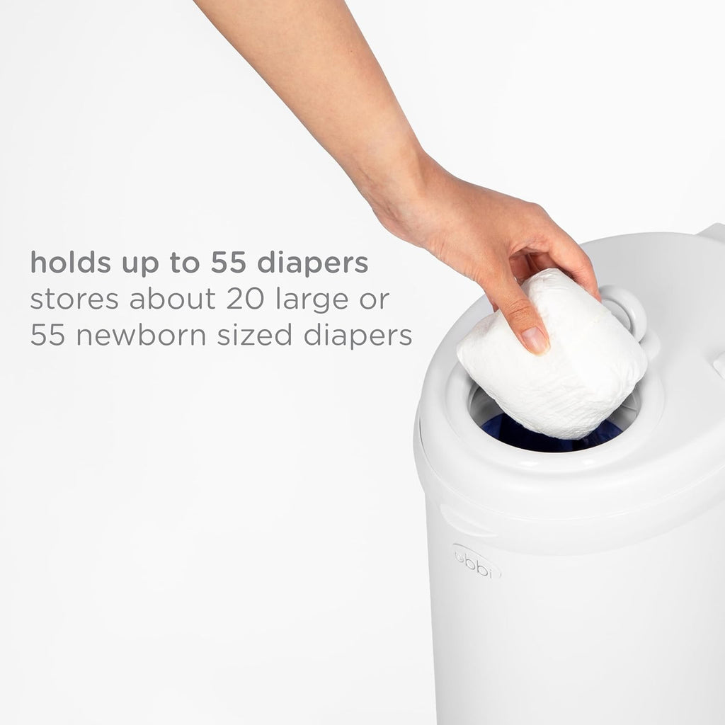 Ubbi Steel Diaper Pail, Odor Locking, No Special Bag Required, Award-Winning, Registry Must-Have, White