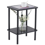 Apicizon 2 Tier End Table, Small Side Table with Solid Wood Legs, Boho Bedside Table with Storage Shelf, Nightstand for Small Spaces, Bedroom, Living Room, Entryway, Farmhouse, Easy Assembly, Natural
