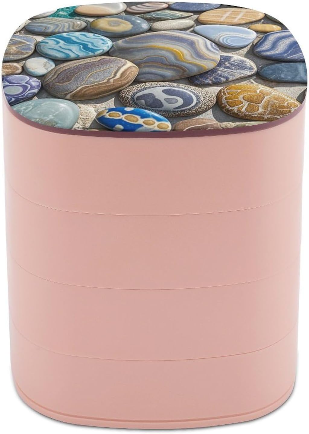Jewelry Organizers Petoskey Stone Rotatable Jewelry Boxes 4-Layer Earring Holder for Women Travel Jewelry Case Organizer Tray for Rings Bracelets Necklaces Earrings Gifts
