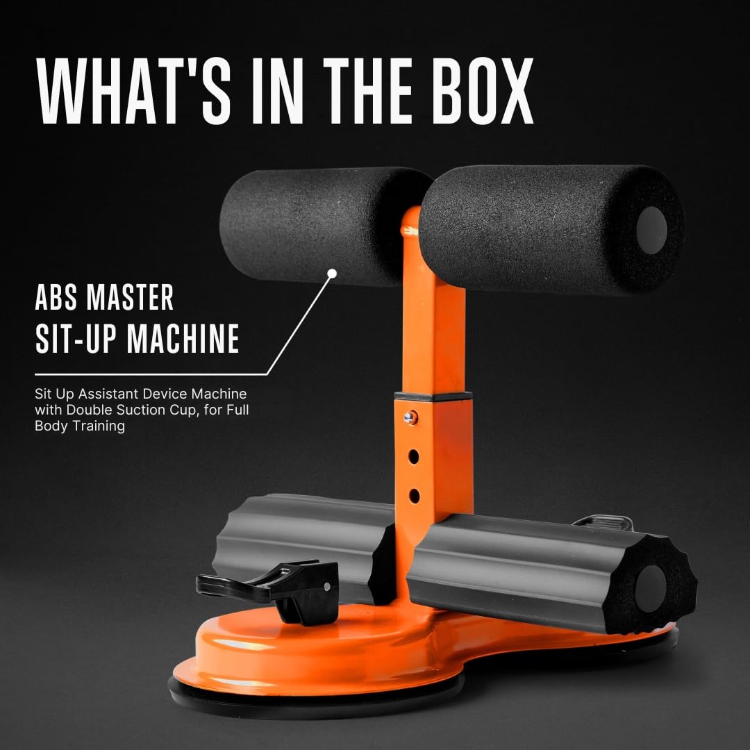 SQUATZ Abs Master - Machine ultime pour redressements assis avec support pour pieds à double ventouse - Barre d'assistance pour sit-ups, exercices abdominaux et exercices du tronc - Capacité de 661 lbs