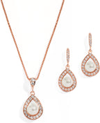 Mariell Pearl Necklace and Drop Earrings Wedding Jewelry Set for Brides, Bridesmaids, Birthday Gift