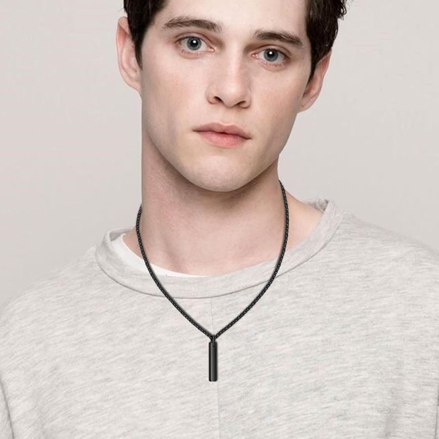 Dletay Urn Necklace for Ashes Stainless Steel Cremation Jewelry for Ashes Memorial Ash Necklace for Men Women Ash Holder Black