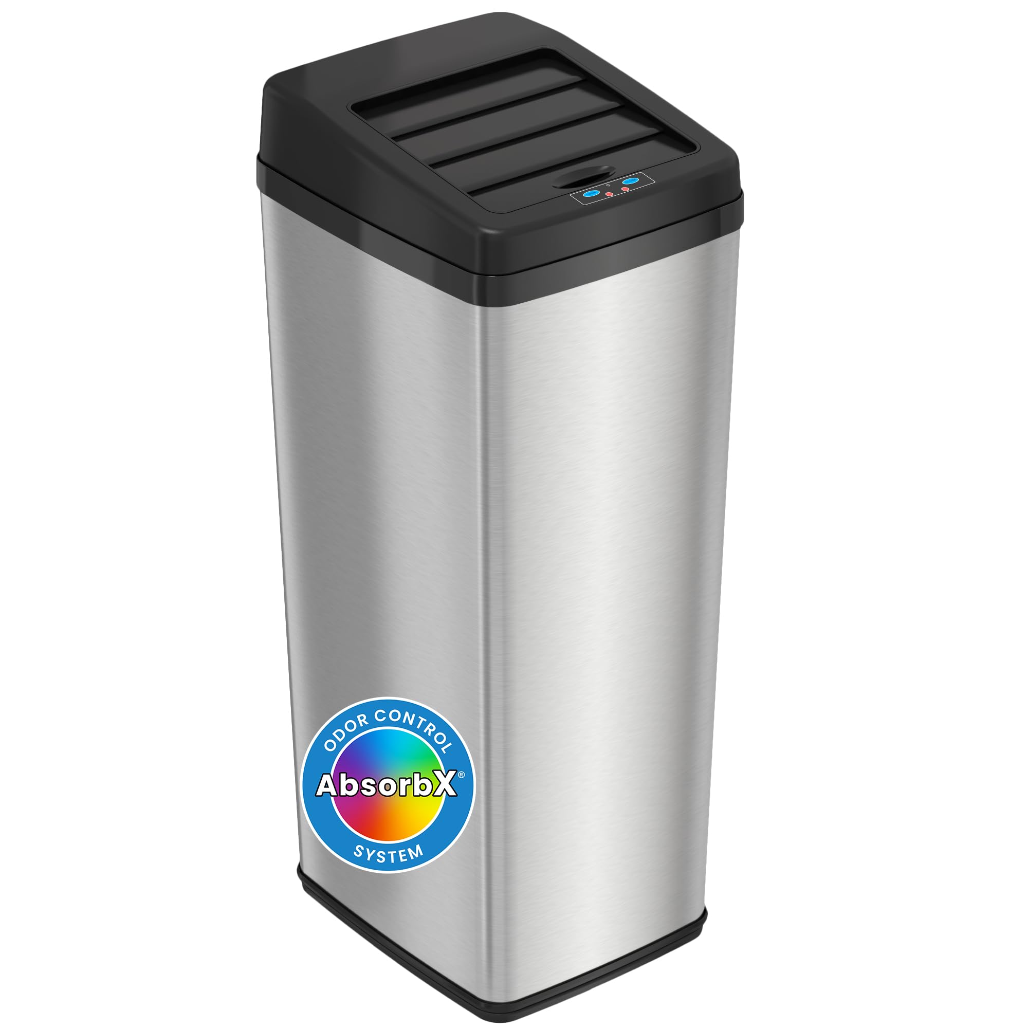 iTouchless 5.3 Gallon Open Top Trash Can & Recycle Bin Dual Compartment Combo, includes Decals, 20 Liter, Stainless Steel, Removable Buckets, For Kitchen, Office, Bedroom