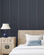 NextWall Faux Board and Batten Peel and Stick Wallpaper (Dark Blue)