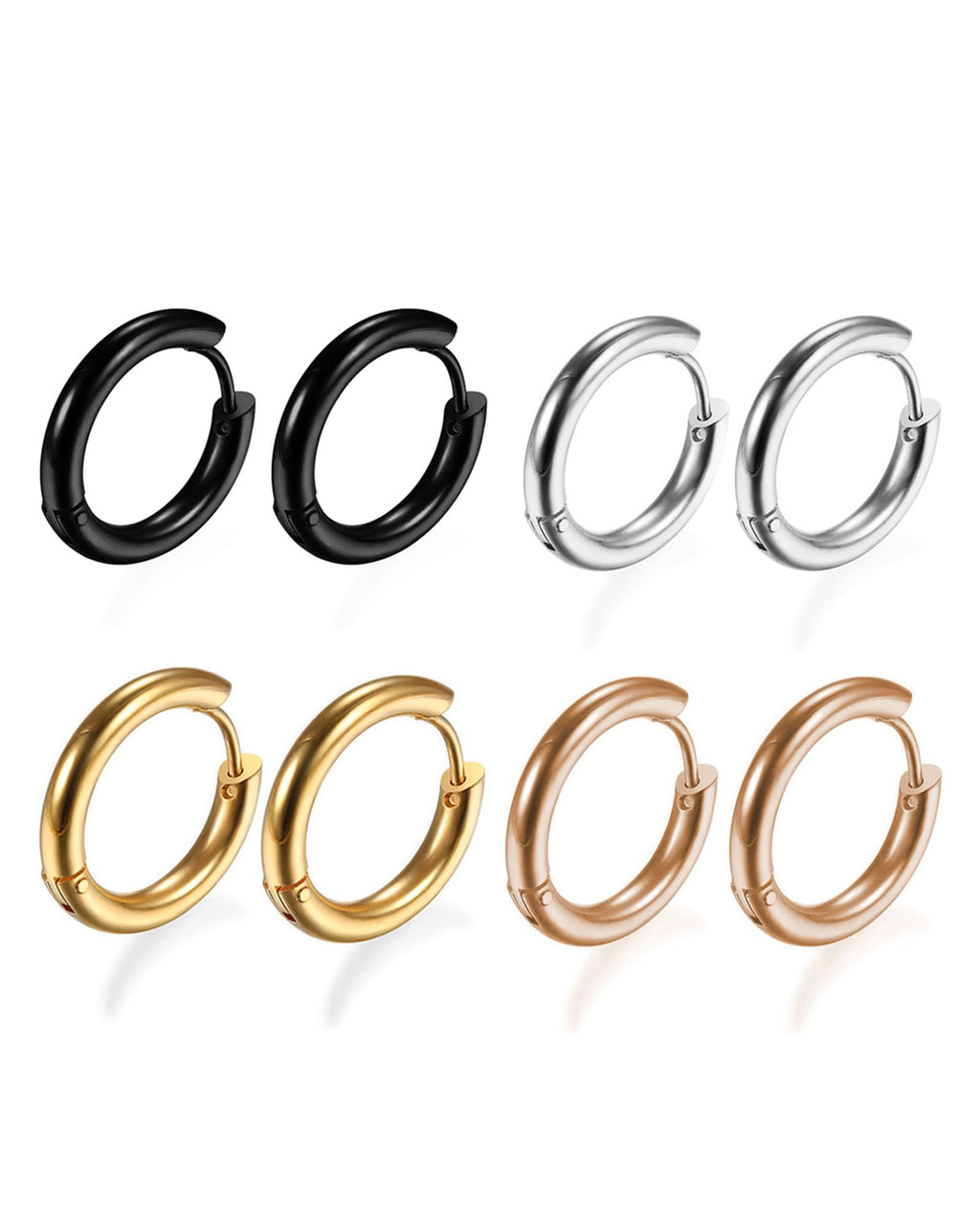 316L Surgical Stainless Steel Huggie Hoop Earrings 6mm 8mm 10mm 11mm 12mm 14mm Hypoallergenic Earrings Hoop Cartilage Helix Lobes Hinged Sleeper Earrings For Men Women