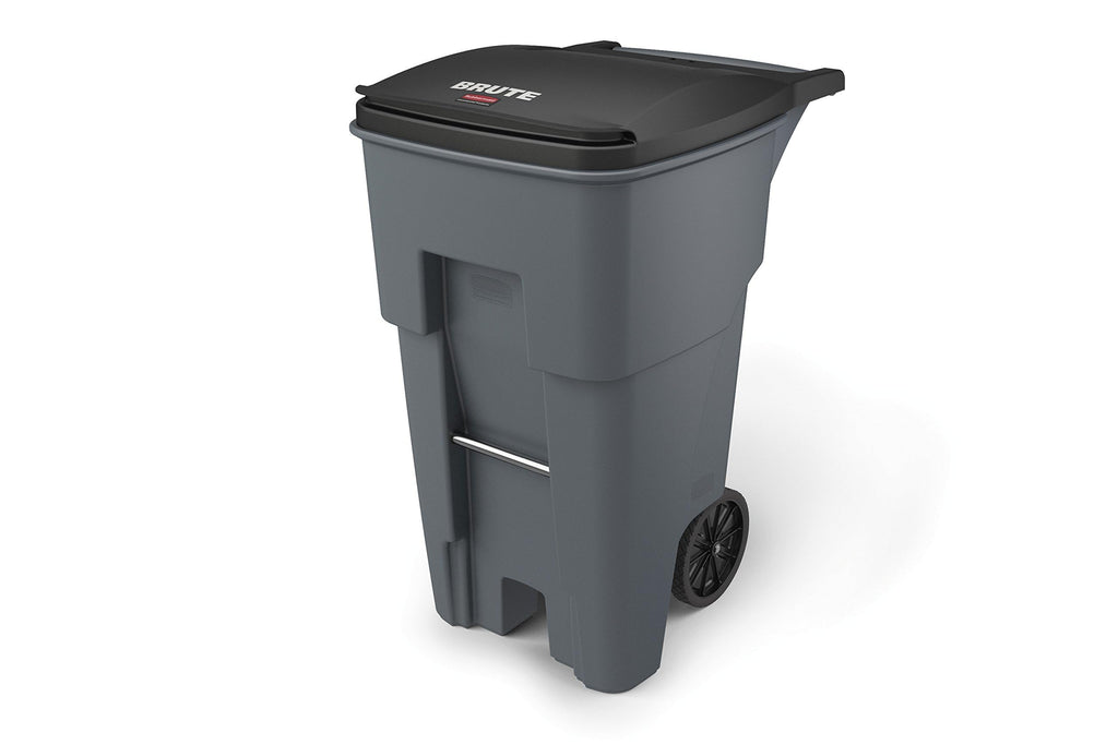 Rubbermaid Commercial Products BRUTE Rollout Heavy-Duty Wheeled Recycling Can/Bin, 50-Gallon, Blue Recycling, for Restaurants/Hospitals/Offices/Warehouses/Garage