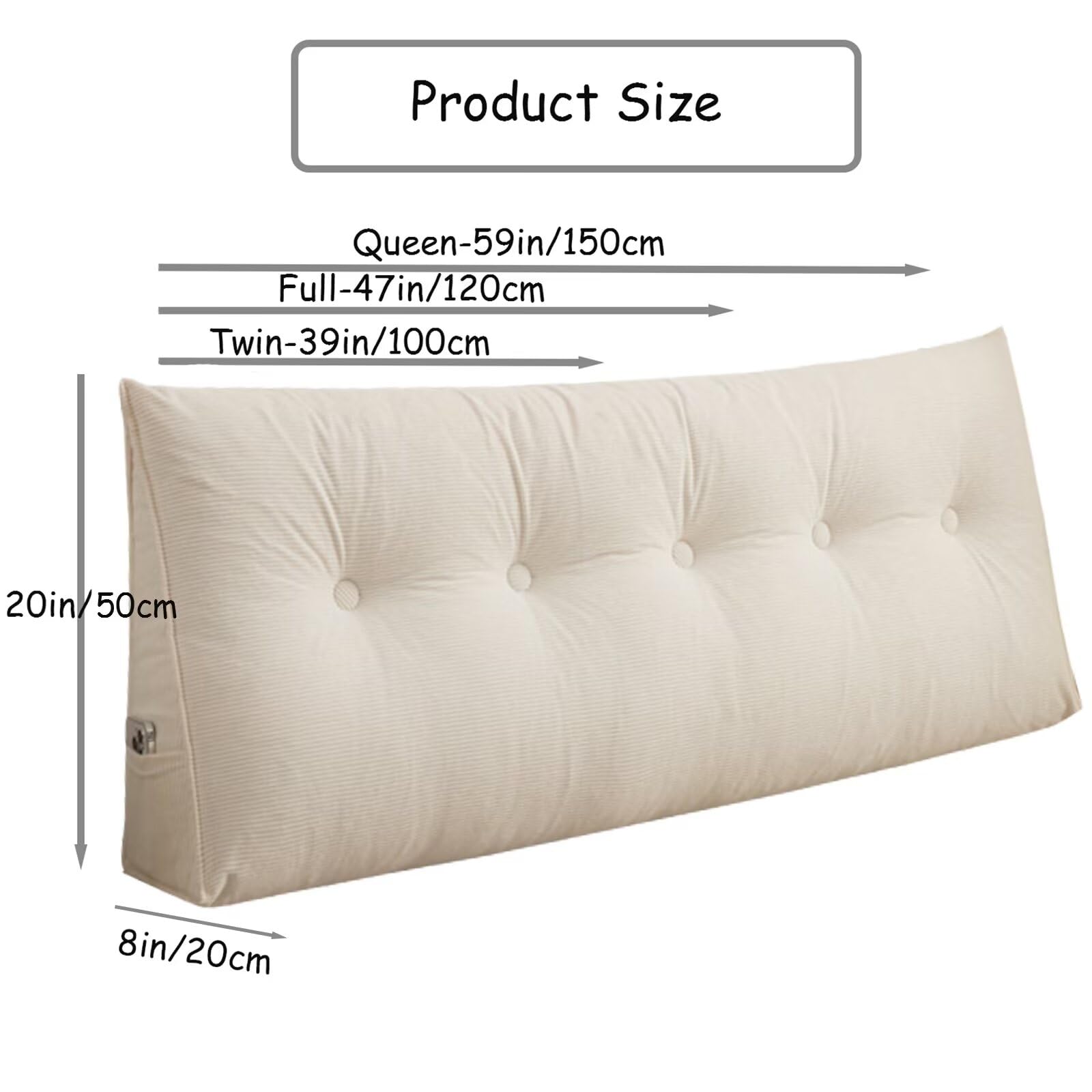 بالشتک گوه‌ای تِسیکا طوسی تیره برای تکیه‌گاه تخت، بالشتک بزرگ تکیه‌گاه، بالشتک گوه‌ای بزرگ، تکیه‌گاه نرم و حمایتی تخت، بالشتک‌های مطالعه برای نشستن در تخت با روکش قابل جدا شدن