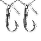 abooxiu Fishing Hook Urn Necklace for Ashes Fish Hook Stainless Steel Cremation Jewelry Memorial Pendant Keepsake for Men