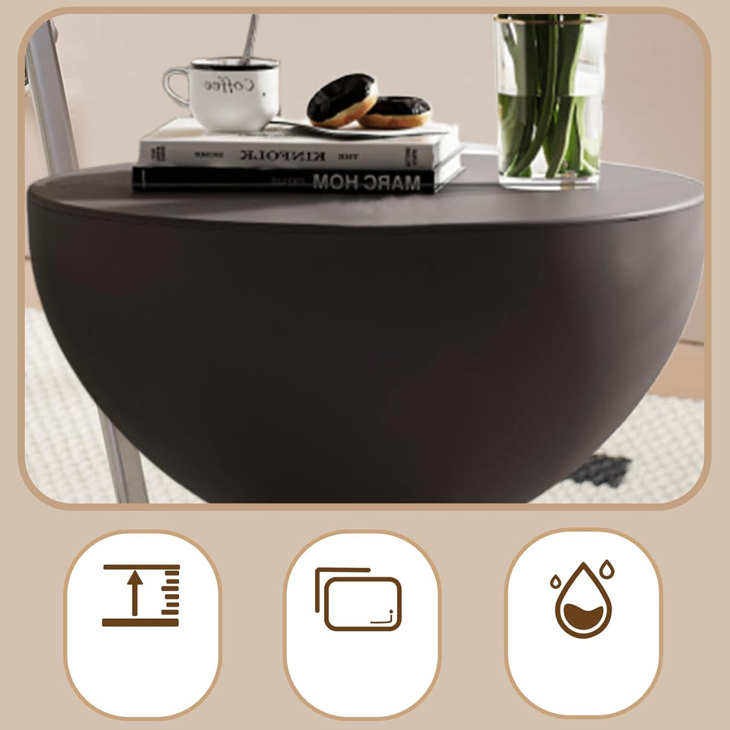 Mini Side Table, Circle Coffee Table, Nightstand, Mini End Tables Accent Living Room Bedroom Balcony Office, Bedside Home Decor for Living Room, Bedroom, Small Spaces, Easy Assembly (Black)