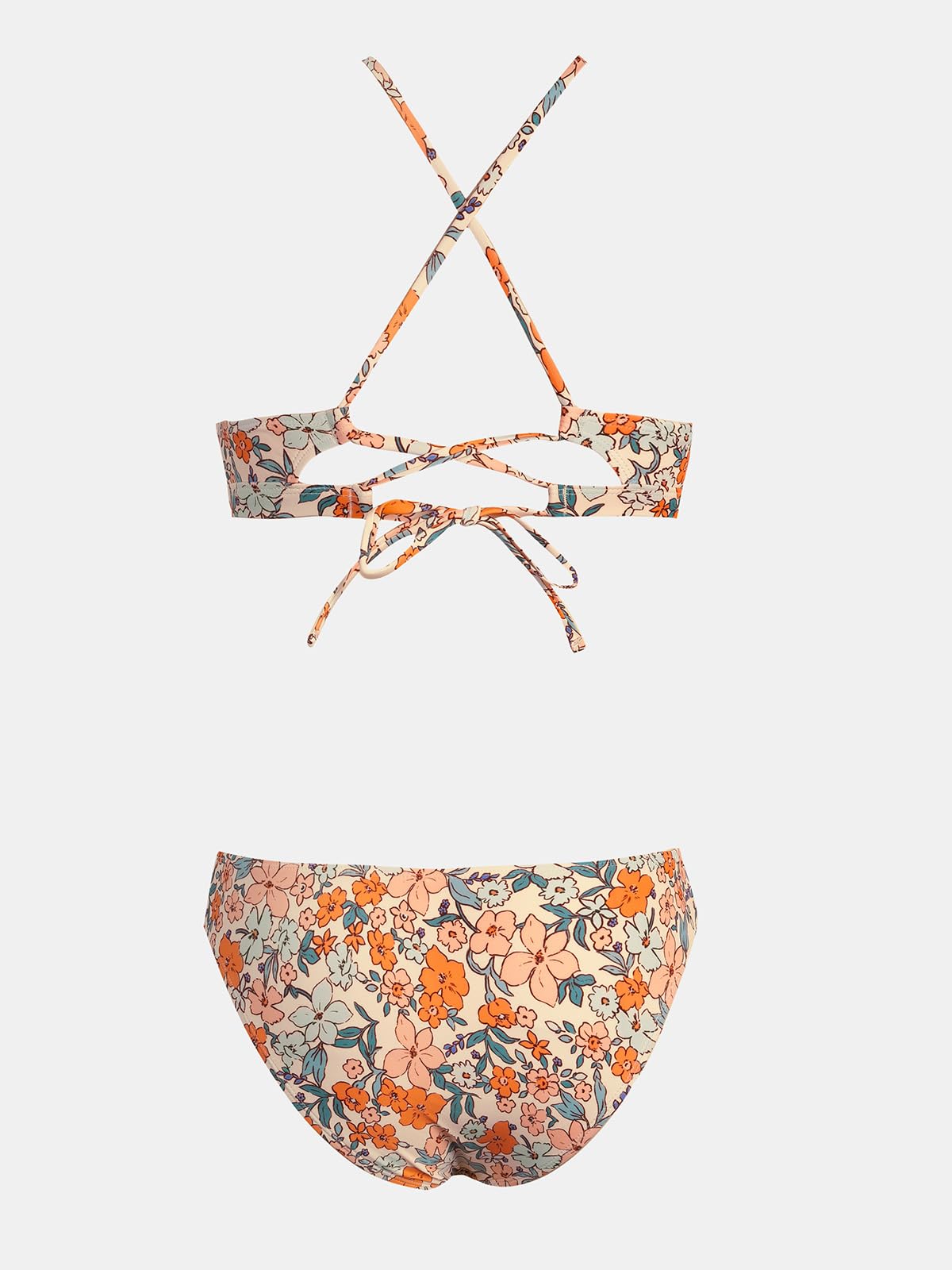 CUPSHE Bikini Set for Women Two Piece Swimsuits V Neck Low Rise Crisscross Back Self Tie Spaghetti Straps,S