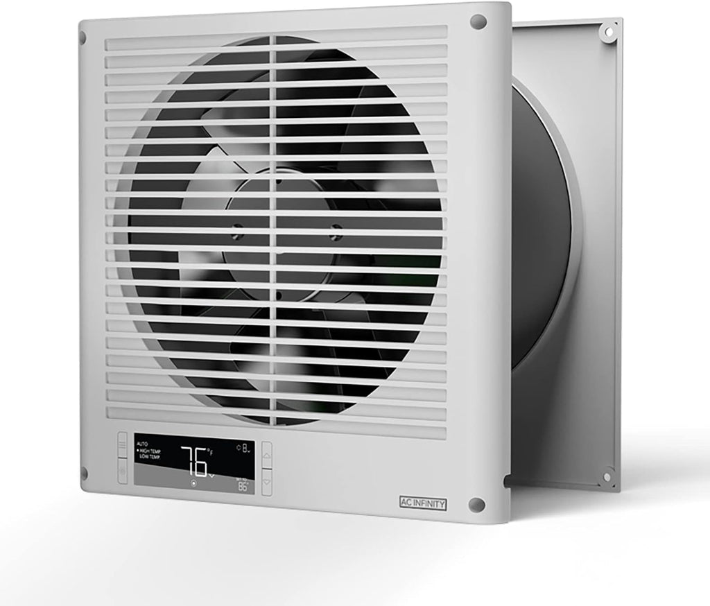 AC Infinity Room to Room Fan 8”, Two-Way Reversible Airflow Through-the-Wall Fan with Temperature Controller, Quiet Precise 10-Level Speeds for In-Wall Kitchen, Laundry Room, and Workshops