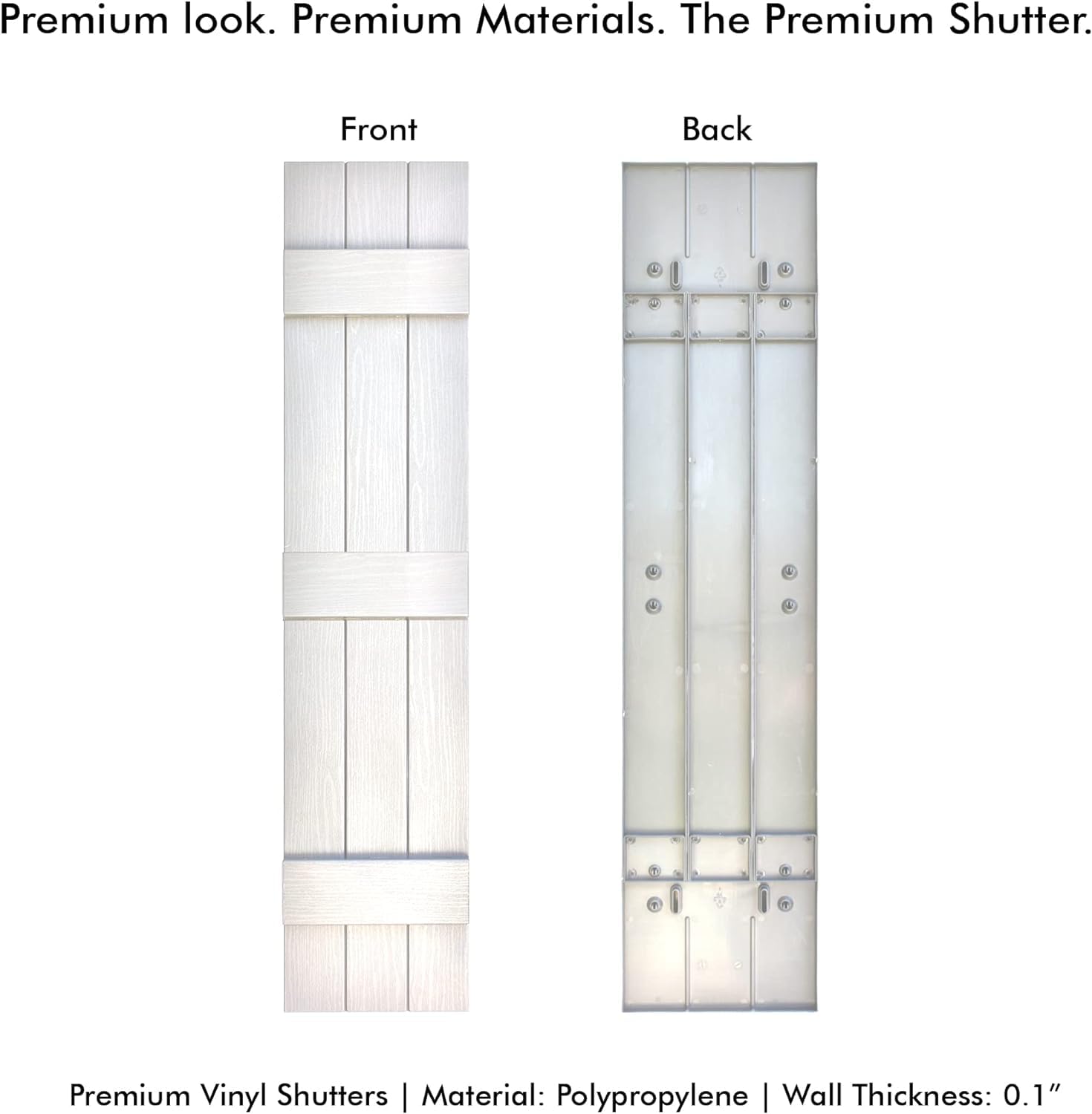 Pontiac Trail Board & Batten Vinyl Shutters (1 Pair) | 11"x63" (3-Board) - Dover White/Paintable | Exterior Window Shutters | Includes Mounting Hardware | Simple Installation | Made in USA