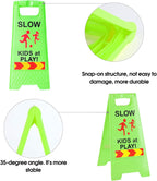Slow Kids at Play Signs for Street, Double-Sided Text and Graphics with Reflective Tape, Children at Play Safety Sign for Neighborhoods Schools Park Sidewalk Driveway (2-Pack Green)