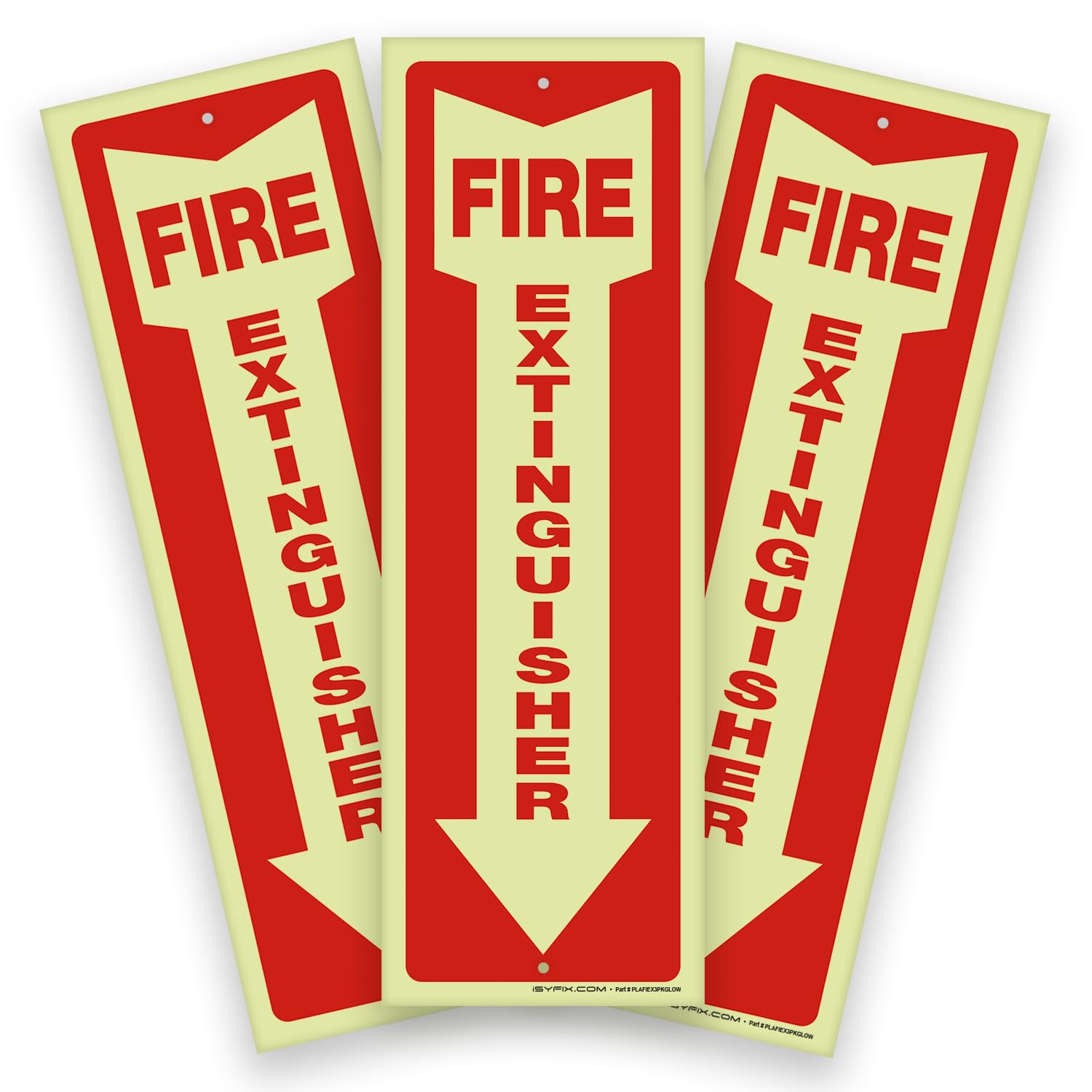 iSYFIX Fire Extinguisher Signs – 3 Pack 4x12 Inch – 40 mil Thick Polystyrene Plastic, Laminated for Ultimate UV, Weather, Scratch, Water & Fade Resistance, Indoor & Outdoor