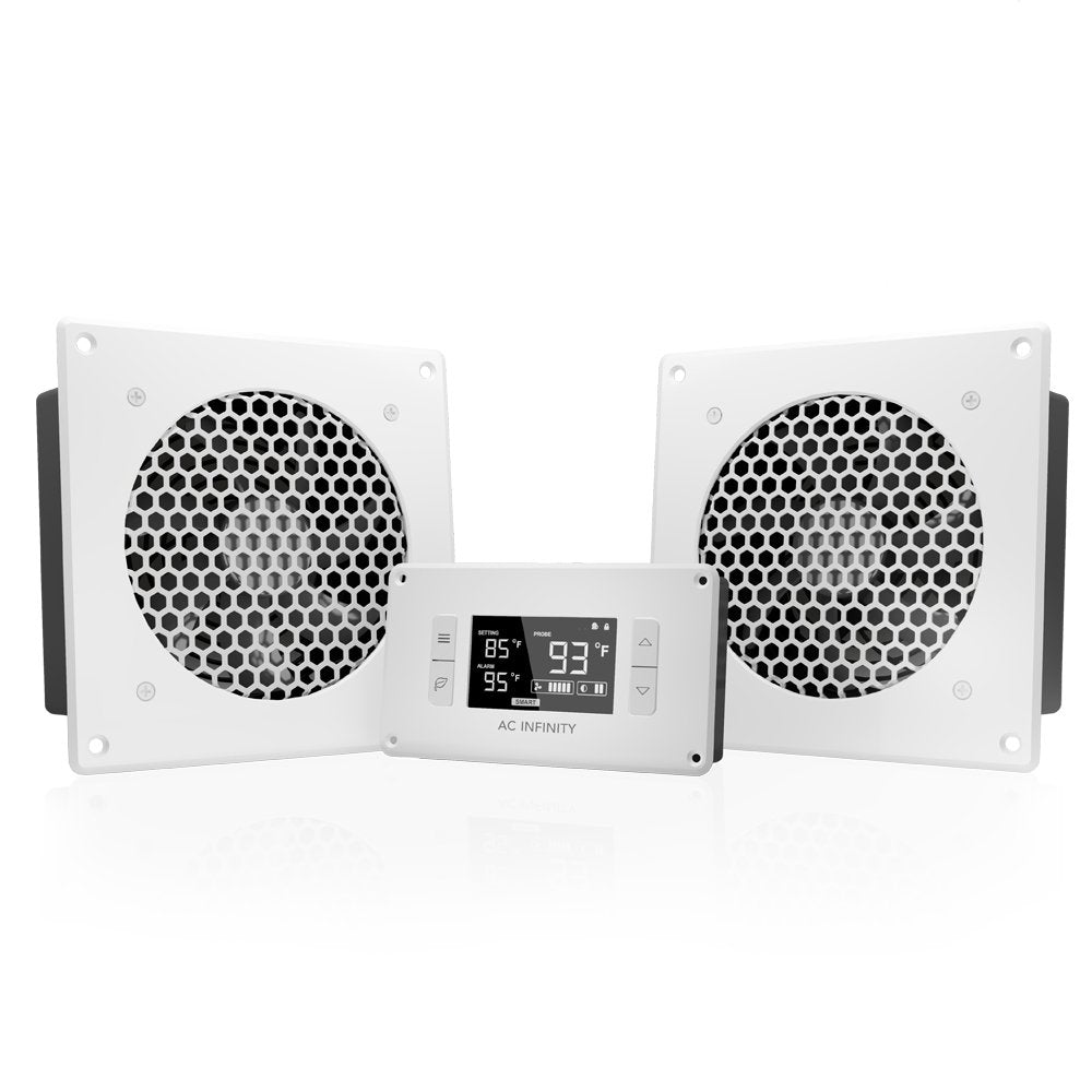 AC Infinity AIRPLATE T8, Quiet Cooling Dual-Fan System 6" with Thermostat Control, for Home Theater AV Cabinets