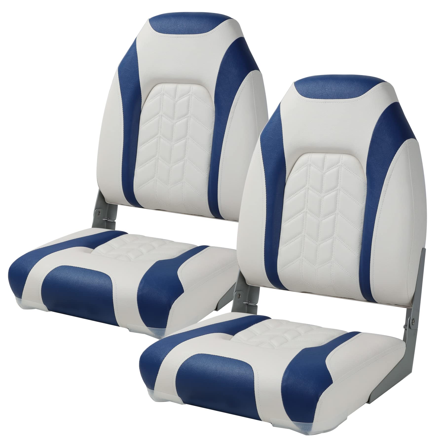 Premium Marine A Pair of Low Back Folding Boat Seat, Fishing Marine Seats with Stainless Steel Screws, Charcoal/Black(2 Seats)