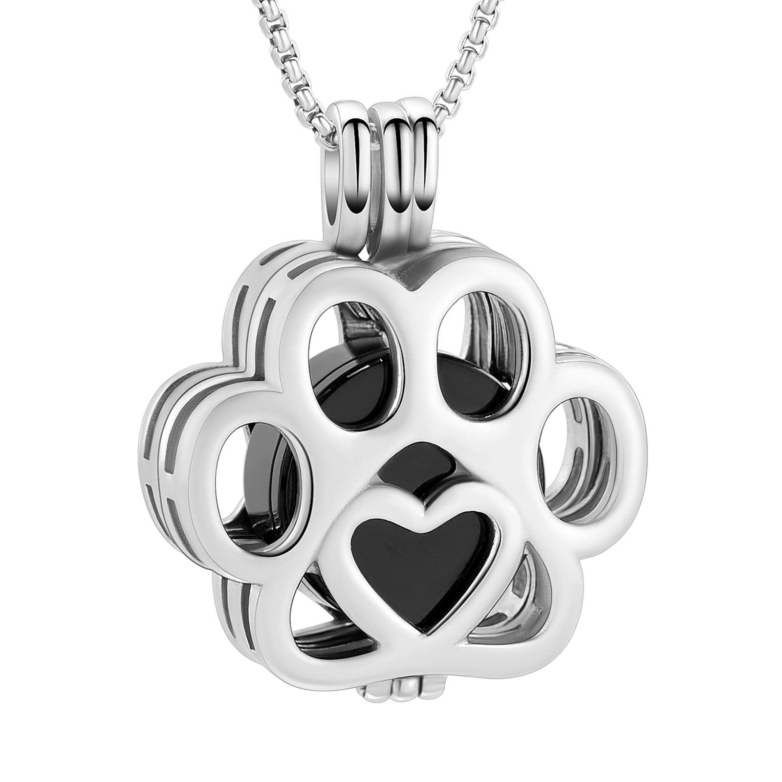 Oinsi Pet Cremation Jewelry For Ashes For Dog/Cat Paw Stainless Steel Memorial Locket Urn Necklace Inside Mini Case Keepsake Cremation Jewelry Women Men