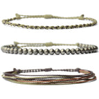 Handmade Natural Stone Beaded Healing Bracelet Gift for Men Adjustable Rope String Bracelet (Lava Rock, Adjustable)