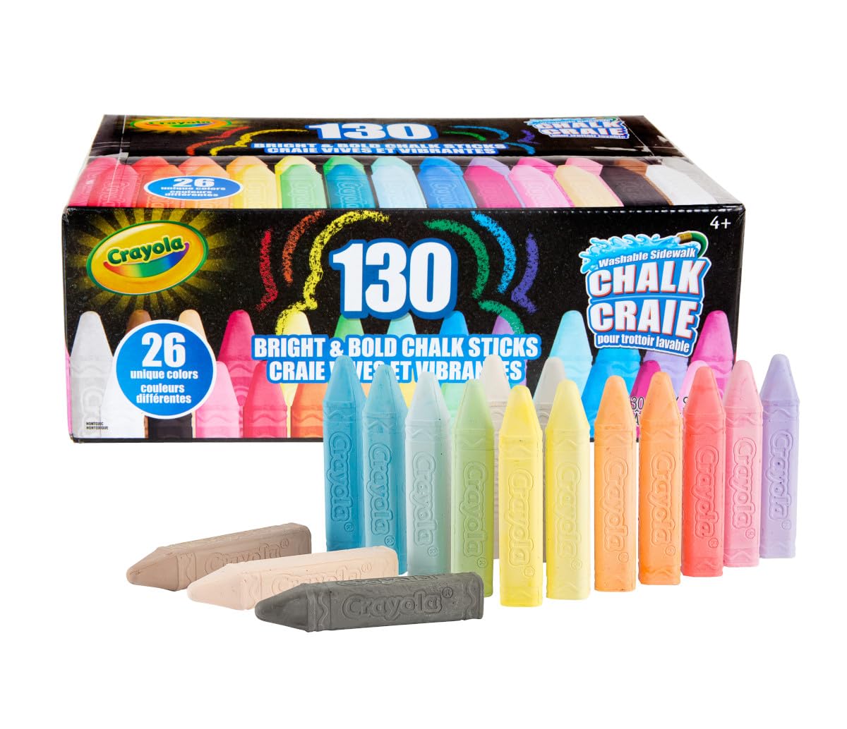 Crayola Washable Sidewalk Chalk for Kids, Long Lasting Super Chalk Set, Outdoor Chalk, 10 Assorted Colors