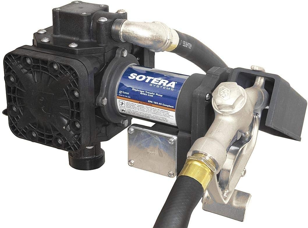 Sotera FR450B 115V DC Oil Transfer Pump, Bung Mount with Suction Pipe - Double Diaphragms - Consistent Performance - Fluid-Compatible - Mobile - Multiple Configurations - Thermally-Protected Motor