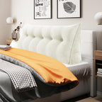 WOWMAX Wedge Pillow Headboard Queen Triangular Headboard Pillow Queen Bed Wedge Pillow for Headboard Bolster Pillow for Bed Daybed Pillows with Removable Cover, Corduroy(100% Cotton), White