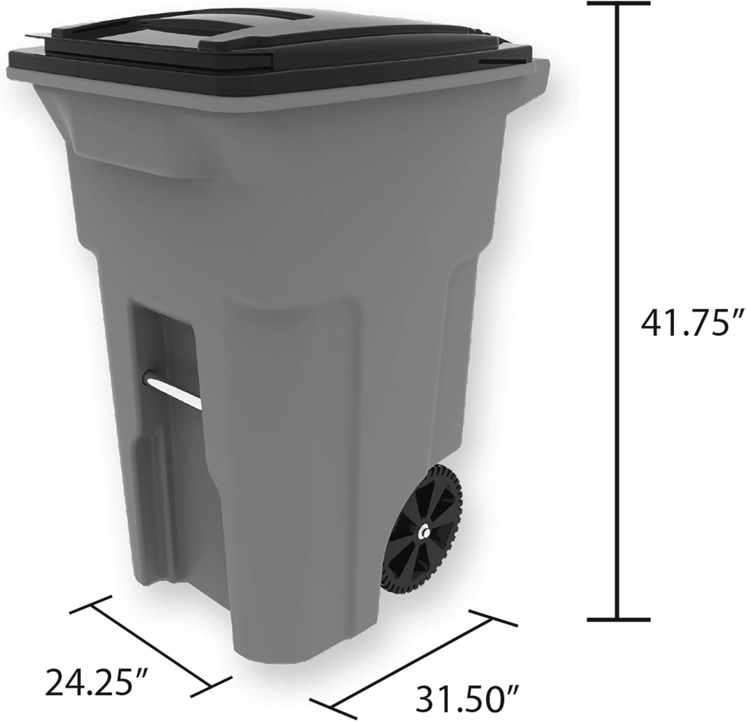 Toter 25564-R1209 Residential Heavy Duty Two Wheeled Trash Can, Blackstone, 64 Gallon