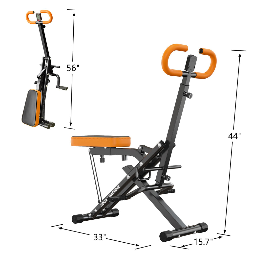 SogesPower Squat Machine for Home Gym, Squat Rowing Machine with Adjustable Resistance and Optional Full Motion, Squat Assist Trainer for Glutes & Legs Workout, Up to 330lbs, Orange