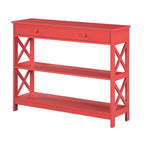 Convenience Concepts Oxford 1 Drawer Console Table with Shelves, Cranberry Red