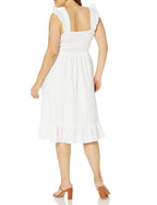 The Drop Women's Kimi Ruffled Shoulder Smocked Midi Dress, White, 2X, Plus Size
