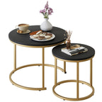 Garden 4 you Coffee Table Faux Marble Nesting Table for Small Place 2 Sets Modern Furniture Living Room Sets End Side Table Night Stand for Bed Room Dining Room (White & Gold)