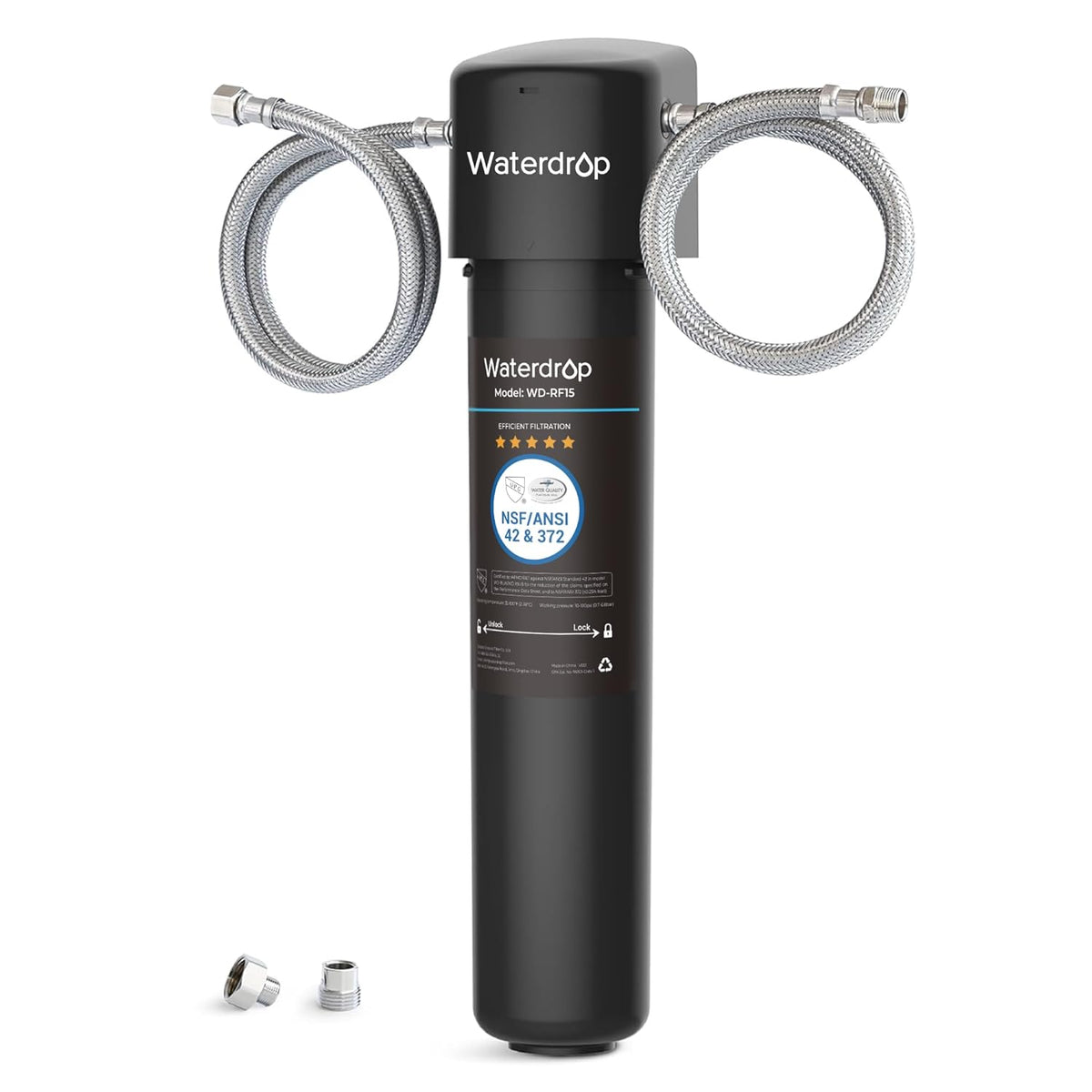 Waterdrop 15UA Under Sink Water Filter System, Reduces Lead, Chlorine, Bad Taste & Odor, Under Counter Water Filter Direct Connect to Kitchen Faucet, NSF/ANSI 42 Certified, 2 Year, USA Tech