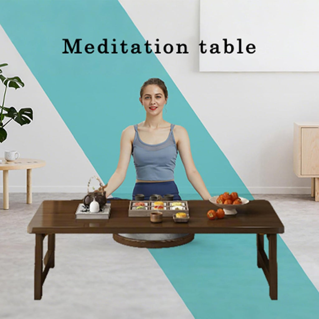 Japanese Floor Table Bamboo Japanese Folding Table Portable Solid Wood Japanese Coffee Table, No Assembly Folding Coffee Table for Sitting on The Floor, Easy Storage (31.5 * 17.7 * 13.8)