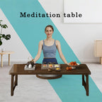 Japanese Floor Table Bamboo Japanese Folding Table Portable Solid Wood Japanese Coffee Table, No Assembly Folding Coffee Table for Sitting on The Floor, Easy Storage (31.5 * 17.7 * 13.8)