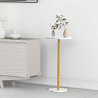 Small Round Side Table, Drink Tables for Narrow Spaces, Pedestal End Table Stand for Living Room, Modern Black Small Nightstand for Bedside, Round Table for Bedroom Sofa-Side