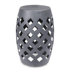 Vipush Outdoor Lace Cut Iron Side Table,Patio Garden Stool Coffee End Table Nightstand for Small Spaces,Living Room,Front Porch,Poolside,Brown