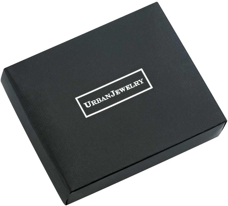 Urban Jewelry Men’s Stainless Steel Link Bracelet – 9-Inch Heavy 0.5” Wide Chain – Silver/Black or Gold/Black – Chain Option – Bold Design – Gift Box Included