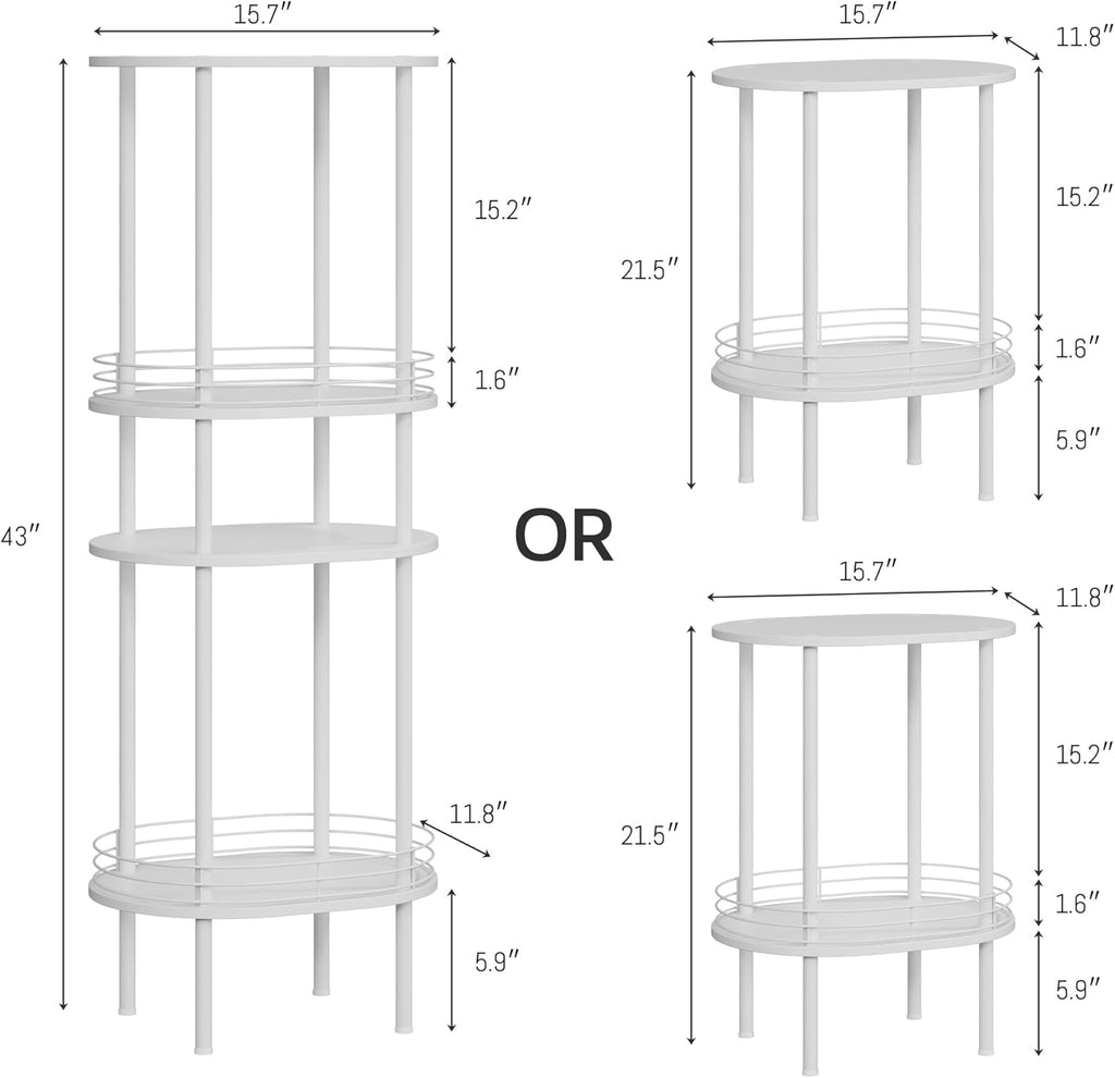 Small Round Side Table,Bedside Table with Storage,Morden Round Nightstand,Samll Side Table for Living Room,Bathroom,Bedroom, Nursery, Laundry, White