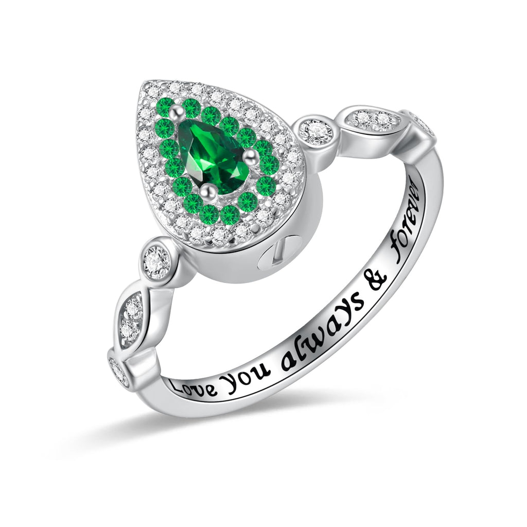 Teardrop Cremation Ring for Ashes - 925 Sterling Silver Urn Keepake Rings Memorial Jewelry for Women