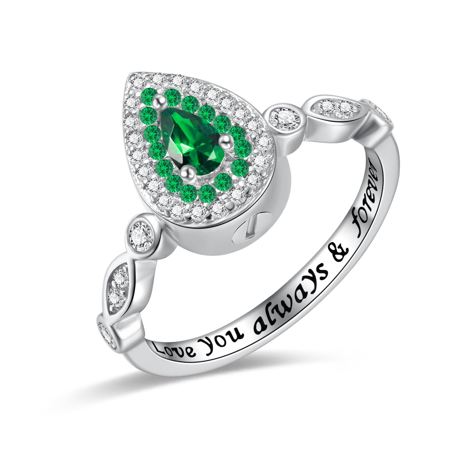 Teardrop Cremation Ring for Ashes - 925 Sterling Silver Urn Keepake Rings Memorial Jewelry for Women
