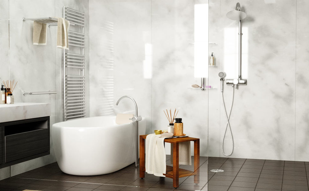 TeakCraft Teak Shower Bench with Shelf 21 Inch, Fully Assembled Teak Wood Shower Stool, Shower Bench for Elderly, Indoor and Outdoor Use, The Theia