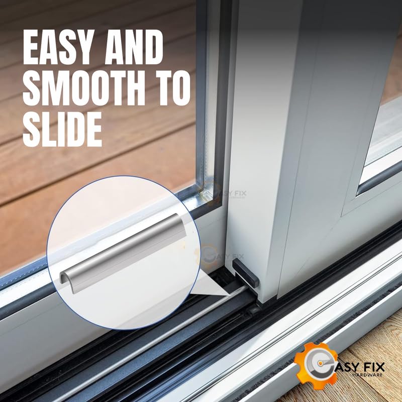 Easy Fix Hardware Snap On Repair Track Cover 1/4" inch for Sliding Patio Glass Doors | Sliding Door Repair Replacement Stainless Steel | Fix Sliding Glass Door Track Cover (6 Feet)
