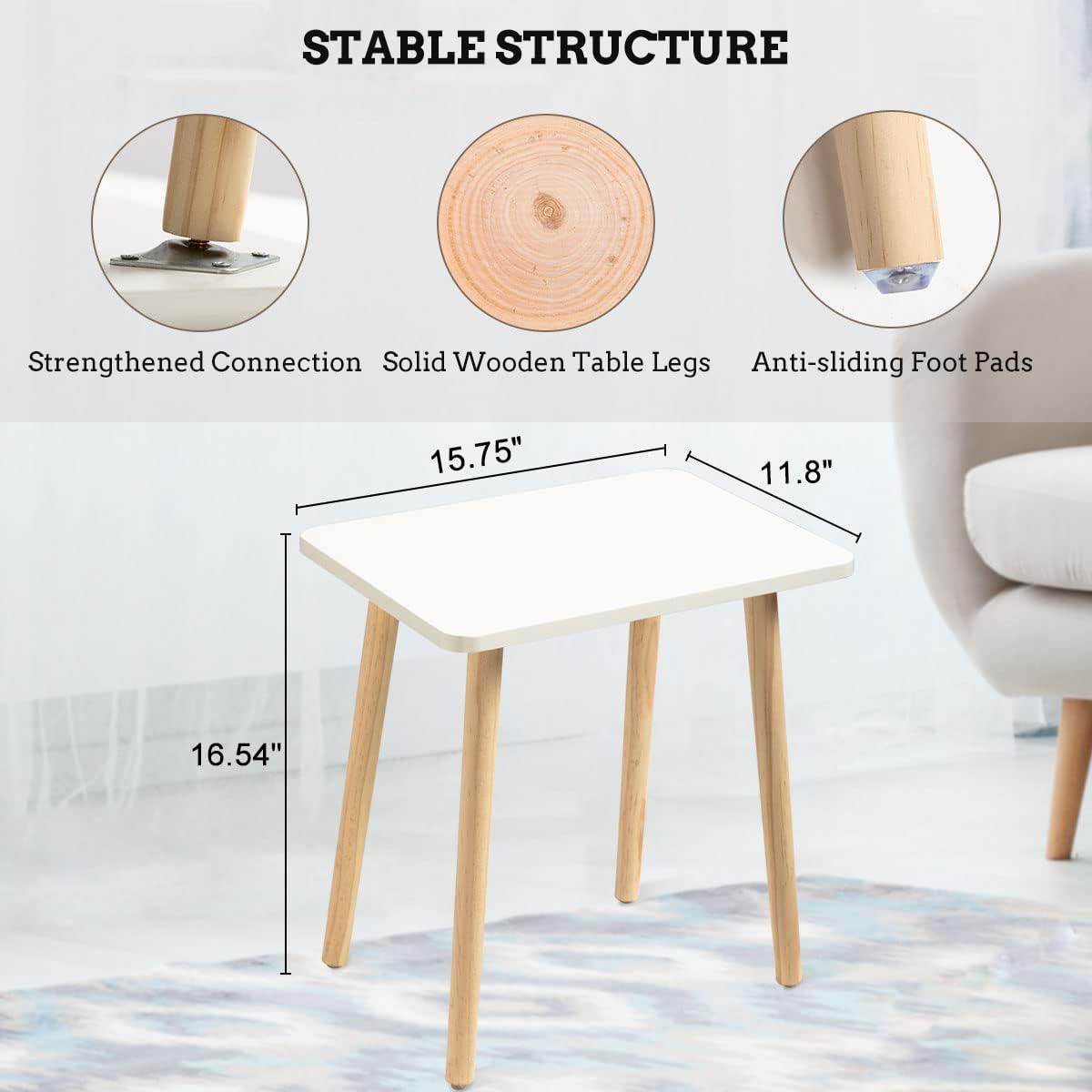 FORAOFUR Side Table, Small End Table Accent Table Living Room Bedroom Balcony Office, Modern Side Table Bedside Table Home Decor, Small Table for Small Spaces, Small Coffee Table, Easy Assembly