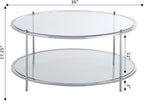 Convenience Concepts Royal Crest 2 Tier Round Glass Coffee Table, Clear Glass / Chrome Frame