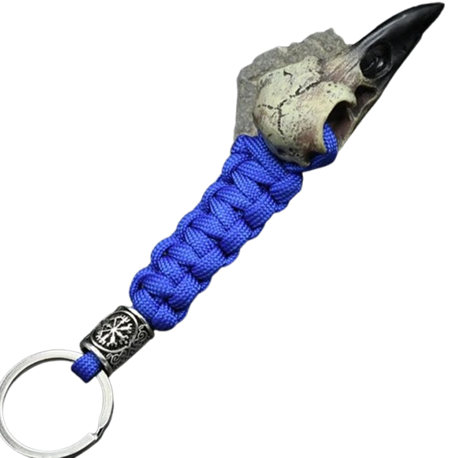 Vikings Eagle's Head-Odin Crow Skeleton Keychain,Eagle Head Pendant Keyring Rope Jewelry Gift for Men Women