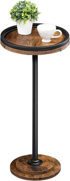 HOOBRO Small Round Side Table, Drink Table, Coffee Martini Table with Pedestal for Small Spaces in Living Room, Bedroom, Sofa Couch, Rustic Brown BF168BZ01