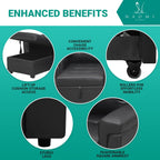 Naomi Home Jenny Sectional Sofa Sleeper with Storage Chaise, Tufted Pull Out Couch with Storage, Sectional Bed, L-Shaped Reversible Sleeper Sofa, Black,Air Leather