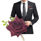 Arlai Wedding Prom Corsage and Boutonniere Set, Rose Wrist Corsage Ribbon Bracelet, Artificial Flower(Burgundy)