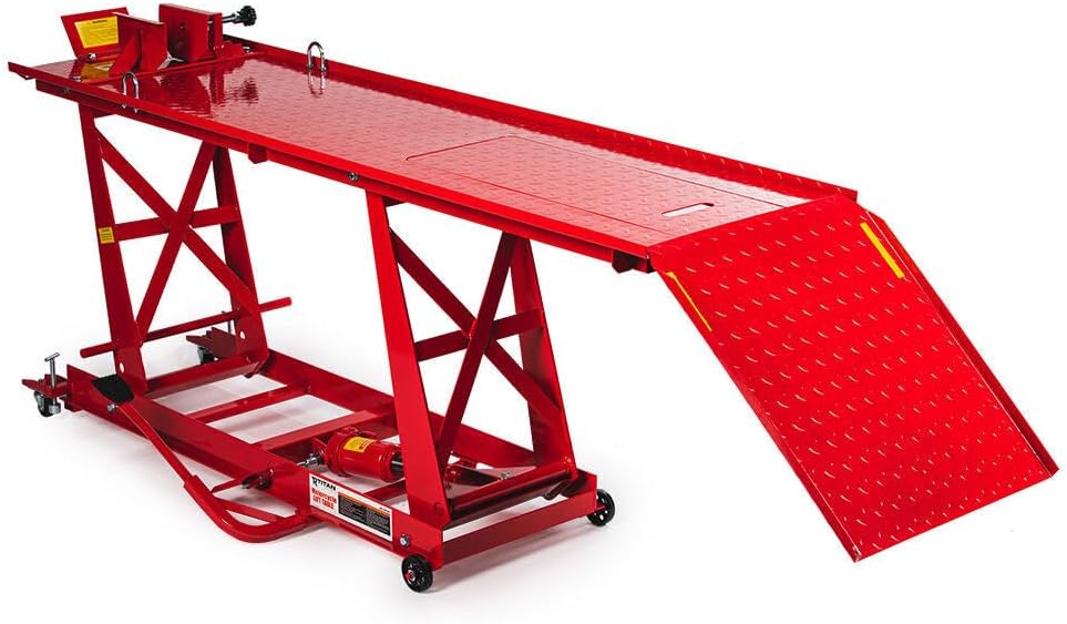 Hydraulic Motorcycle Lift, 1000 LB Capacity Lift Hoist Jack Stand, for Mechanics, Workshops, and Homes