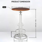 Industrial Bar Table Swivel Round Wooden Top Height Adjustable 38.6-44.4inch Vintage Kitchen Dining Chair Coffee Table Hydrant Design Bistro Table